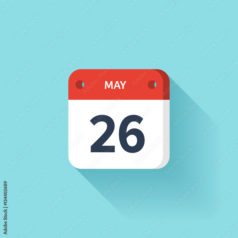 May 26. Isometric Calendar Icon With Shadow.Vector Illustration,Flat Style.Month and Date.Sunday,Monday,Tuesday,Wednesday,Thursday,Friday,Saturday.Week,Weekend,Red Letter Day. Holidays 2017. May 26. Isometric Calendar Icon With Shadow.Vector Illustration,Flat Style.Month and Date.Sunday,Monday,Tuesday,Wednesday,Thursday,Friday,Saturday.Week,Weekend,Red Letter Day. Holidays 2017.