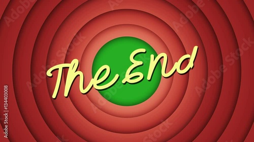Classic the end animation over green background, The end typography old movie animation title screen full hd and 4k.