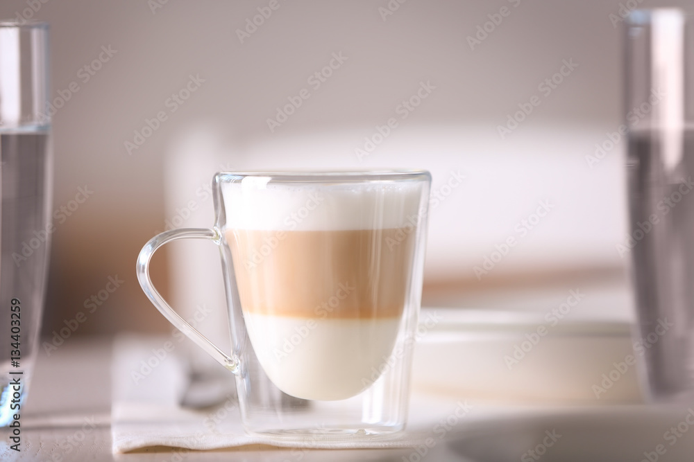 Tasty latte coffee on table Tasty latte coffee on table