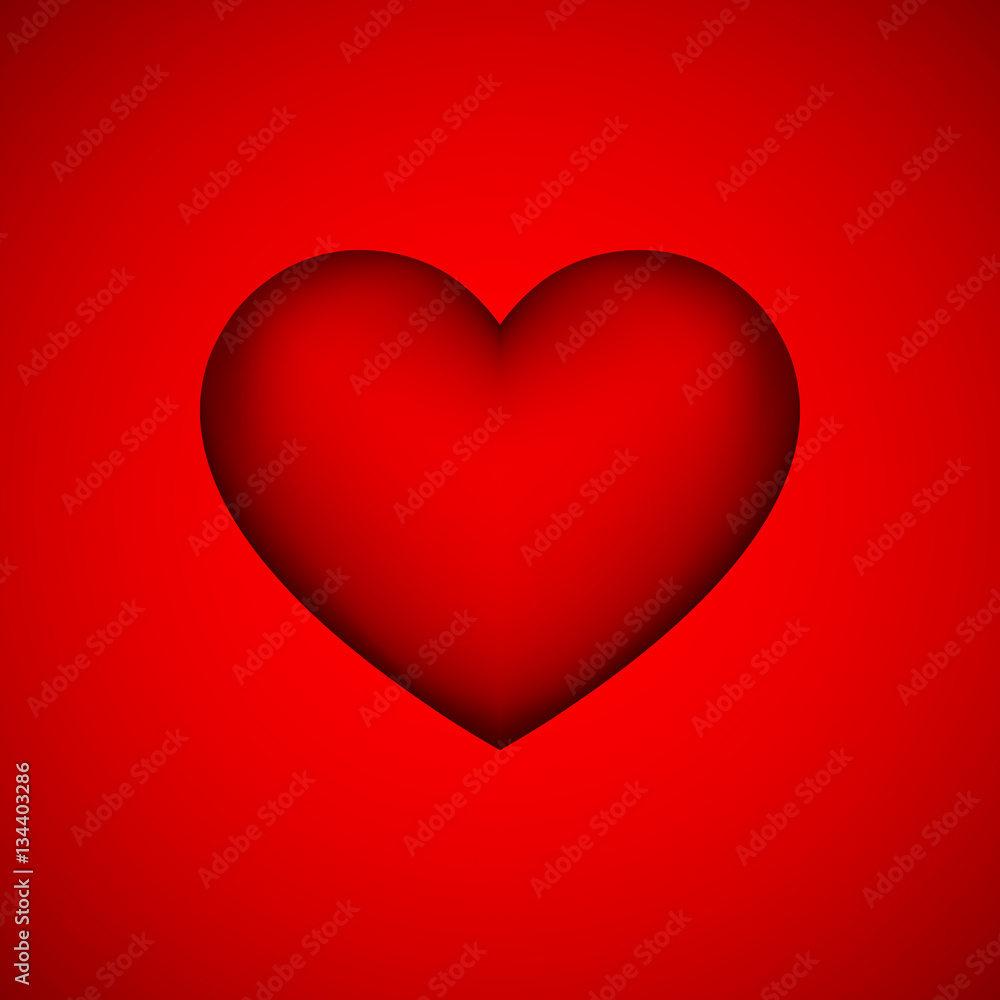 Red heart sign, abstract Valentines day blank button template with gradient background for logo, design concepts, badges, banners, postcards, web, prints. 14th february. Vector illustration.
