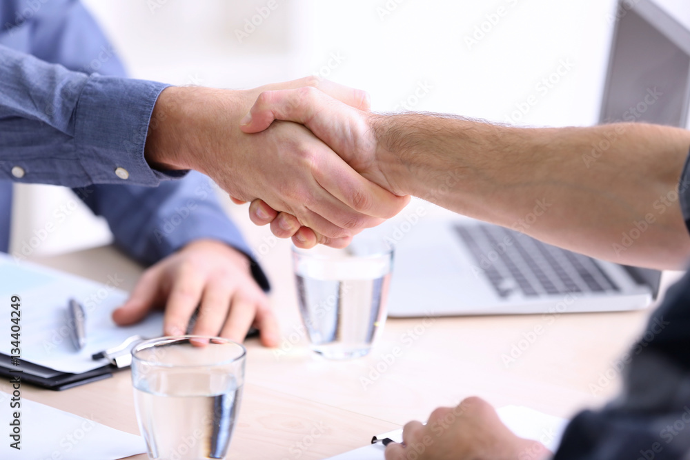 Employer and applicant shaking hands at interview