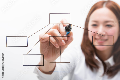Businesswoman drawing a diagram