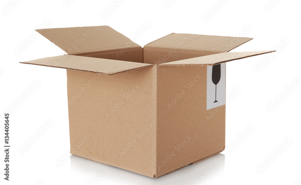 Open cardboard box on white background Open cardboard box on white background