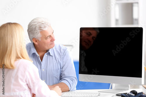 Doctor showing analysis res...