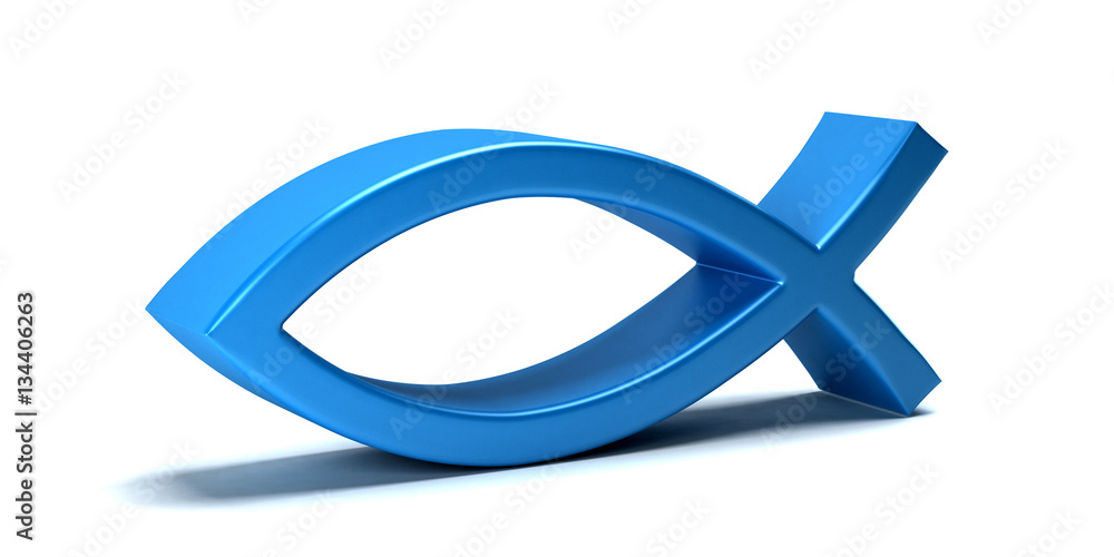 Christian Fish,icthus isolated on white background. 3D Render Illustration Christian Fish,icthus isolated on white background. 3D Render Illustration