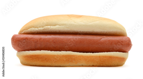 hot dog in bun isolated on white background