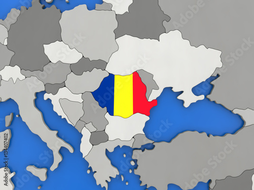 Romania on globe