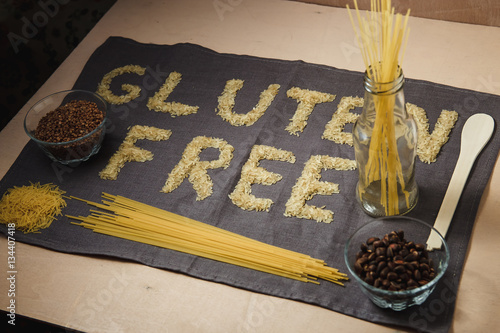 gluten free word with gray background photo