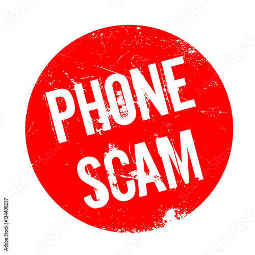 Phone Scam rubber stamp. Grunge design with dust scratches. Effects can be easily removed for a clean, crisp look. Color is easily changed.