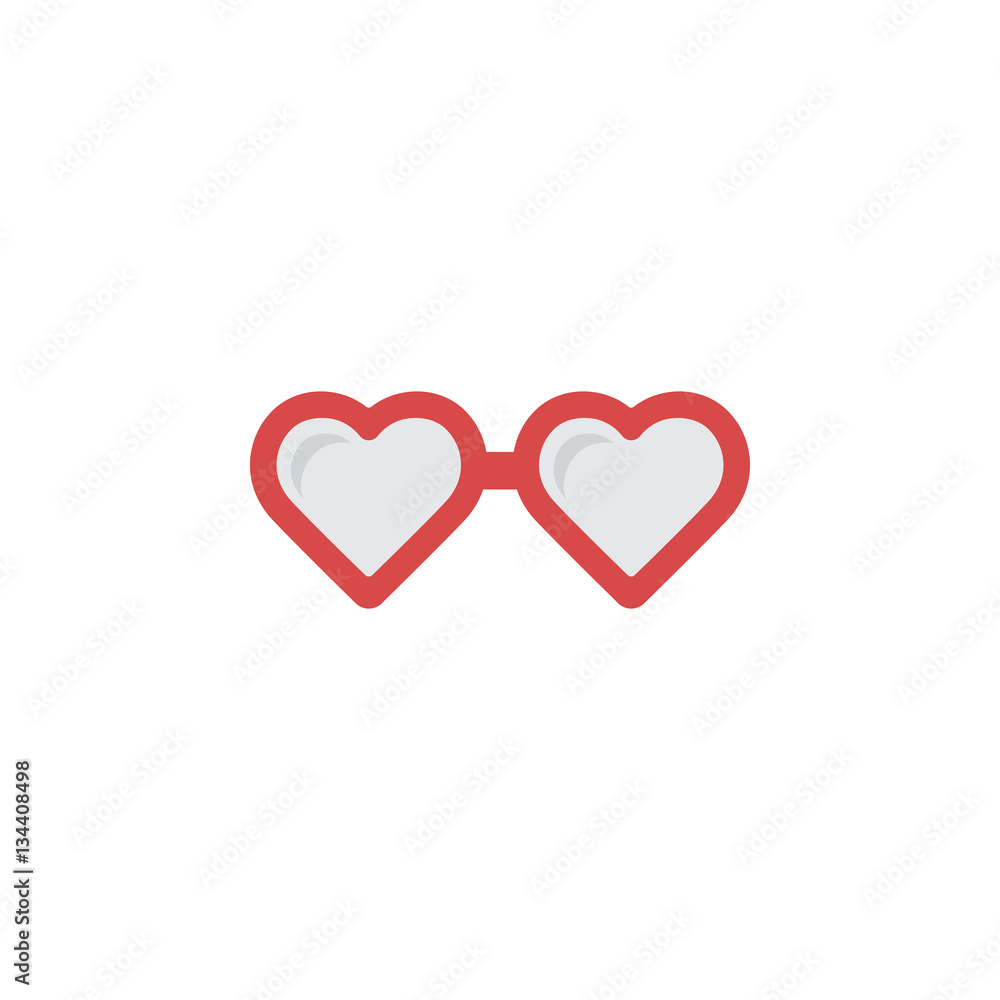 Vector heart glasses isolated on white.