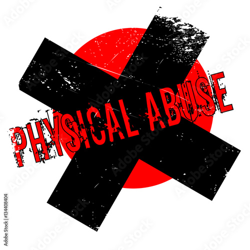 Physical Abuse rubber stamp. Grunge design with dust scratches. Effects can be easily removed for a clean, crisp look. Color is easily changed.