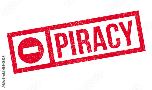 Piracy rubber stamp. Grunge design with dust scratches. Effects can be easily removed for a clean, crisp look. Color is easily changed.