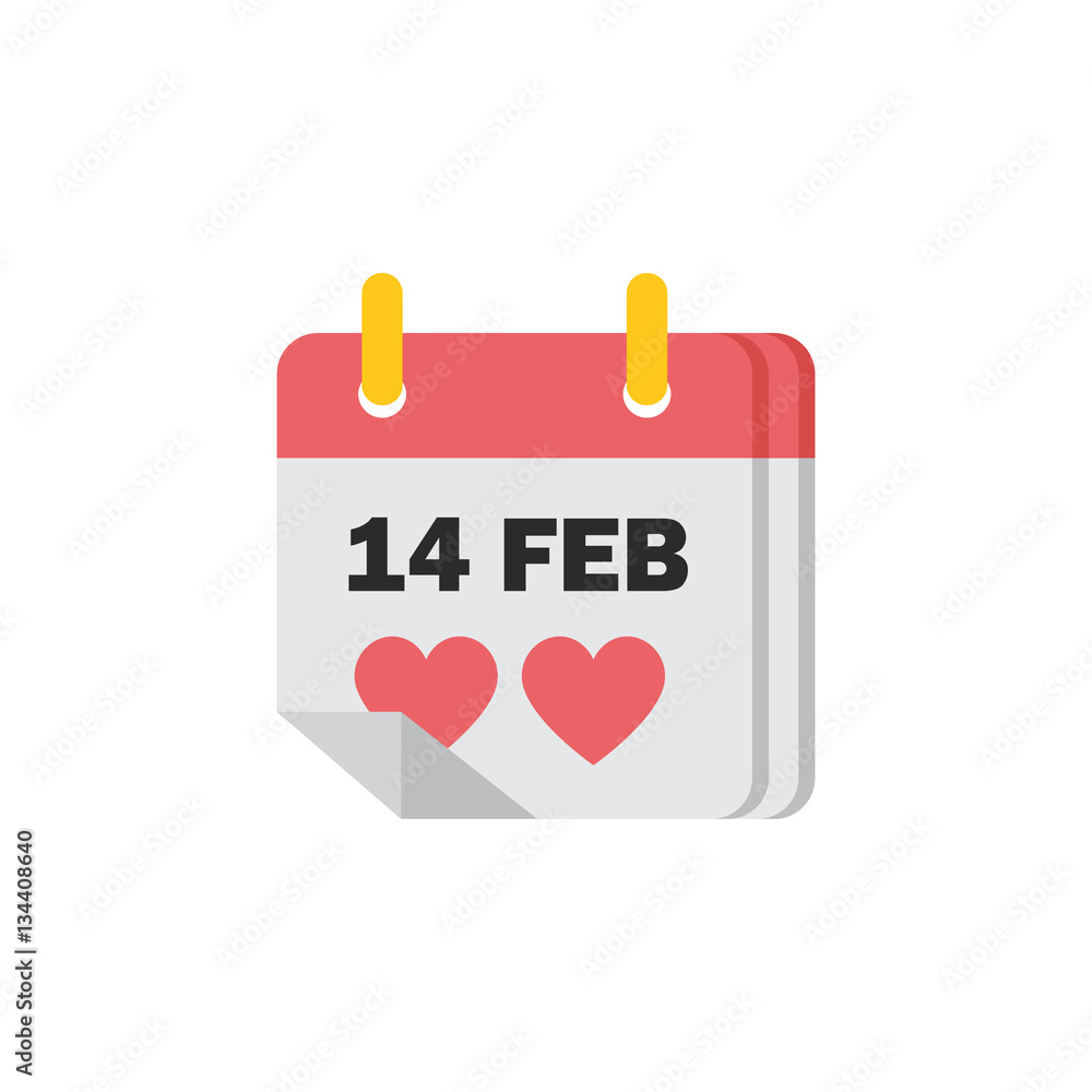 Valentines day flat calendar icon. Valentines day flat calendar icon.