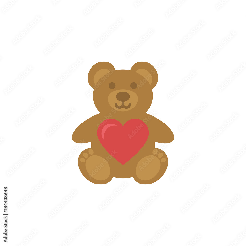 Valentines day.Cute teddy bear heart icon isolated on white background Valentines day.Cute teddy bear heart icon isolated on white background