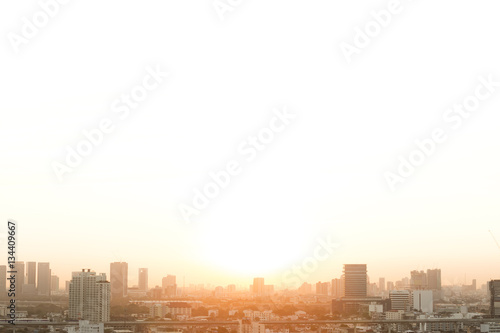 background of sunshine in the city at morning time