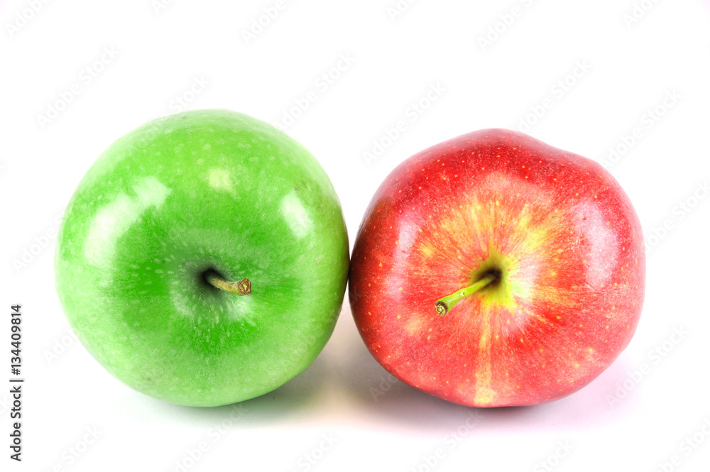 green and red apples on white background green and red apples on white background