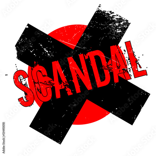 Scandal rubber stamp. Grunge design with dust scratches. Effects can be easily removed for a clean, crisp look. Color is easily changed.