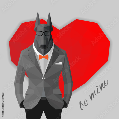 Valentine card. Love dog.