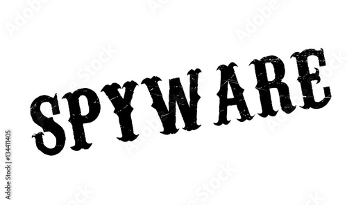 Spyware rubber stamp. Grunge design with dust scratches. Effects can be easily removed for a clean, crisp look. Color is easily changed.