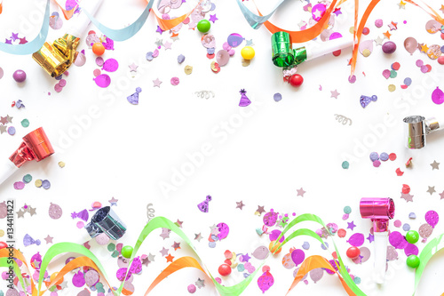 concept birthday party on white background top view pattern