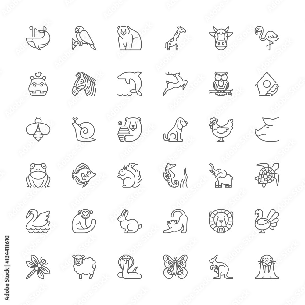 Line icons. Animals
