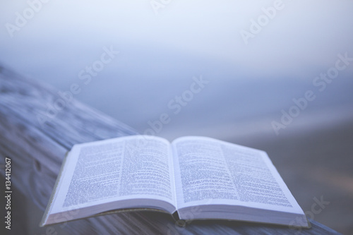 Bible at the Beach with Copy Space