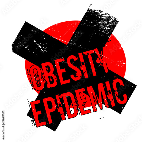 Obesity Epidemic rubber stamp. Grunge design with dust scratches. Effects can be easily removed for a clean, crisp look. Color is easily changed.
