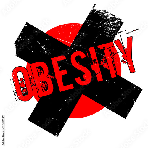 Obesity rubber stamp. Grunge design with dust scratches. Effects can be easily removed for a clean, crisp look. Color is easily changed.
