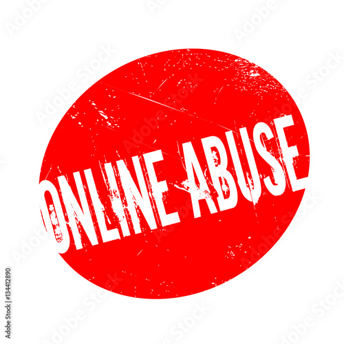 Online Abuse rubber stamp. Grunge design with dust scratches. Effects can be easily removed for a clean, crisp look. Color is easily changed.
