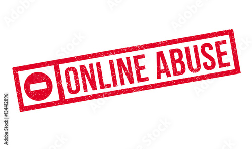 Online Abuse rubber stamp. Grunge design with dust scratches. Effects can be easily removed for a clean, crisp look. Color is easily changed.
