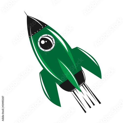 Vector Art. Green Rocket. Startup photo