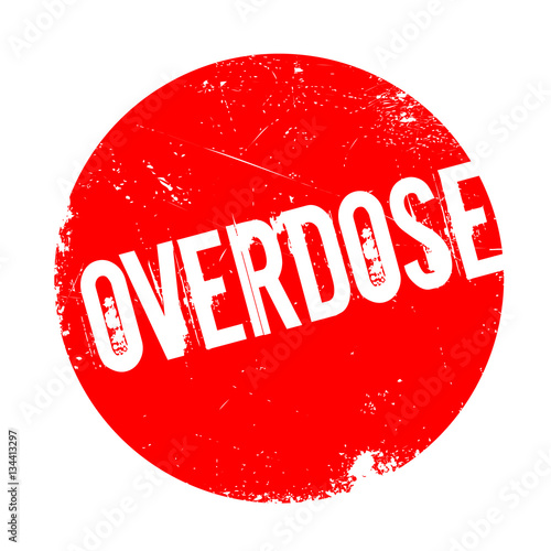 Overdose rubber stamp. Grunge design with dust scratches. Effects can be easily removed for a clean, crisp look. Color is easily changed.