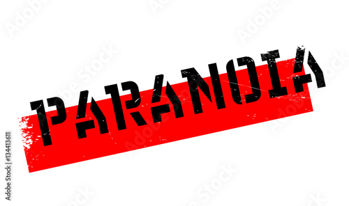 Paranoia rubber stamp. Grunge design with dust scratches. Effects can be easily removed for a clean, crisp look. Color is easily changed.