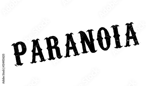 Paranoia rubber stamp. Grunge design with dust scratches. Effects can be easily removed for a clean  crisp look. Color is easily changed.