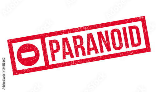 Paranoid rubber stamp. Grunge design with dust scratches. Effects can be easily removed for a clean, crisp look. Color is easily changed.