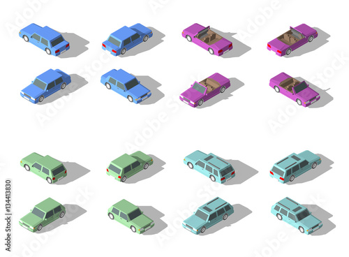 Vector isometric icon set transport.
