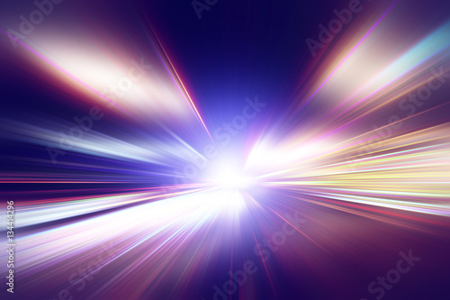 Abstract image of speed motion on the road at night.
