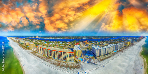 Fort Walton Beach aeial view at sunset photo