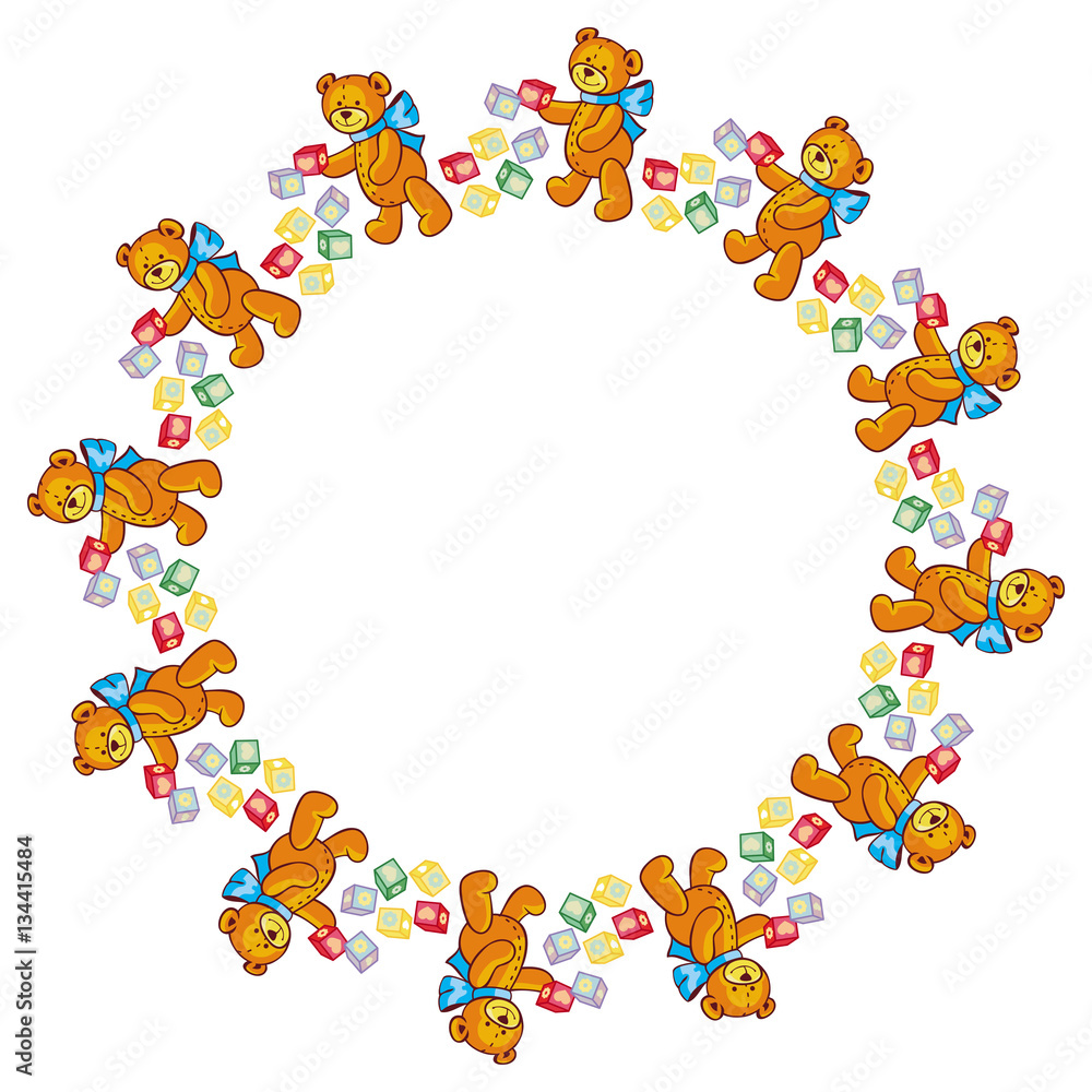 Cute teddy bears. Children toys. Vector clip art. Cute teddy bears. Children toys. Vector clip art.