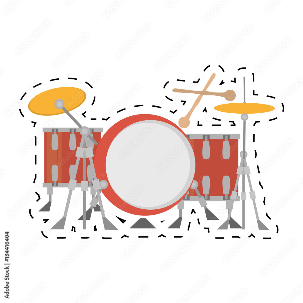 drum kit precussion musical dotted line vector illustration eps 10
