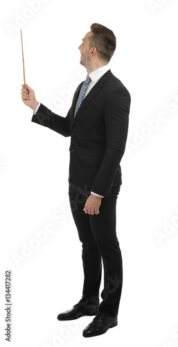 Young male teacher with poi...