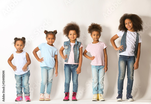 Five cute African girls pos...