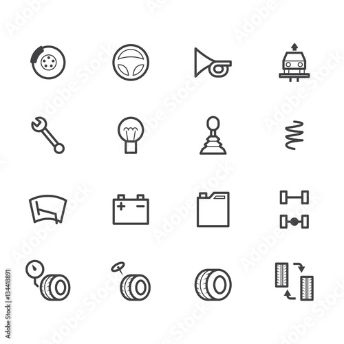 Car check black icon set on white background.