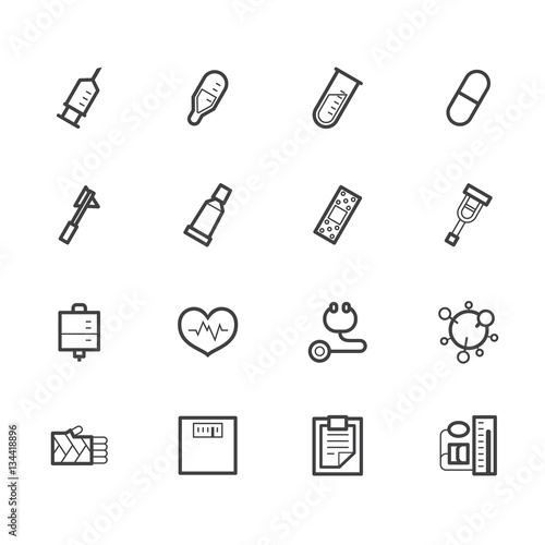 Hospital black icon set on white background.