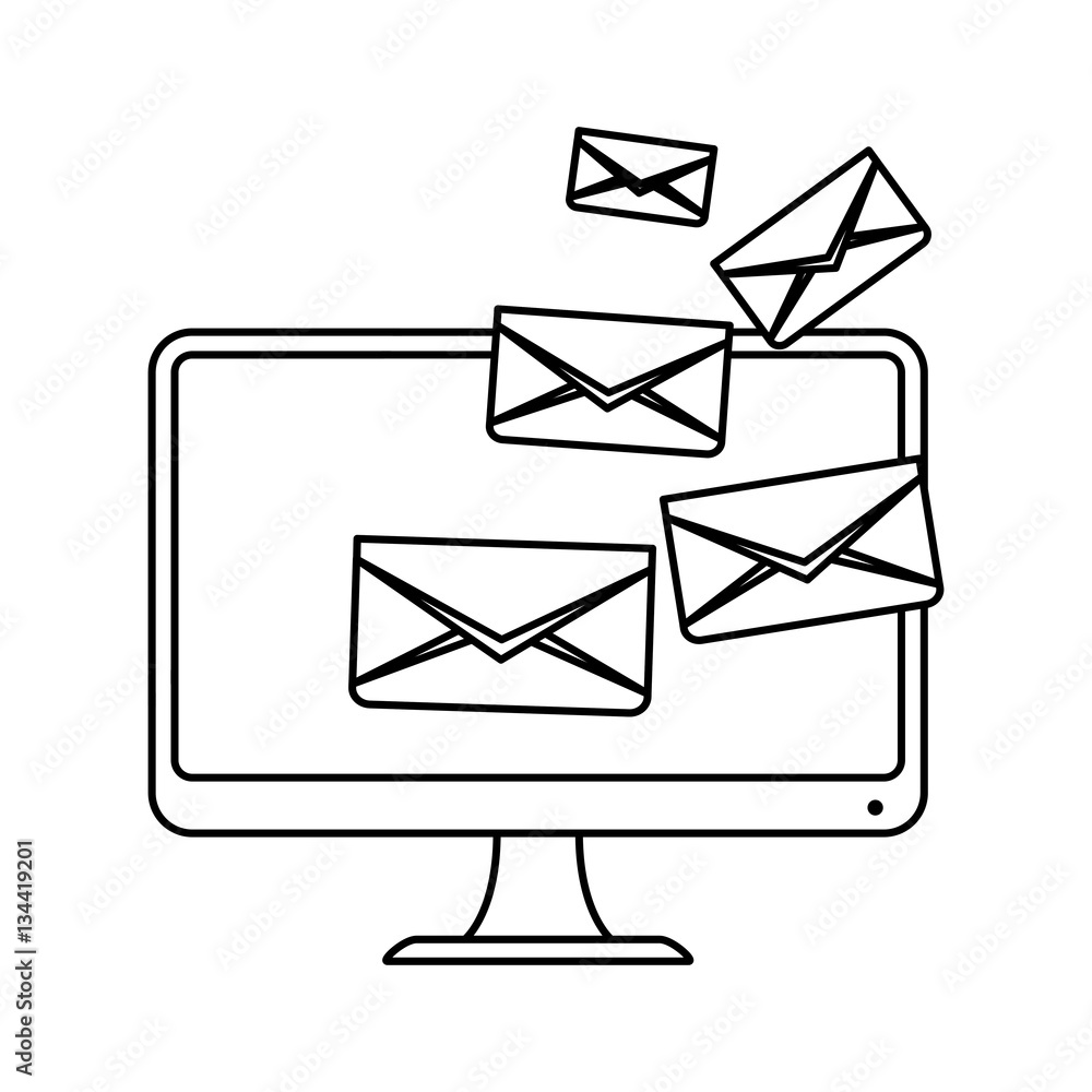 email related icons image simple black line vector illustration design email related icons image simple black line vector illustration design