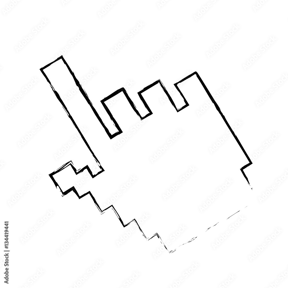 pixelated hand cursor icon image vector illustration design 