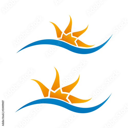Sun wave logo. Travel logo template.