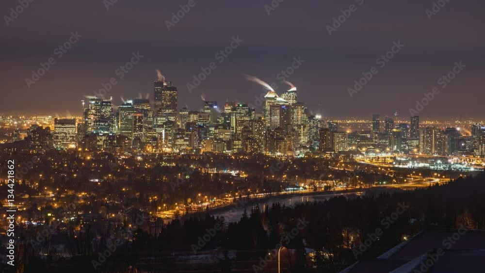Cold night overlooking downtown Calgary Cold night overlooking downtown Calgary
