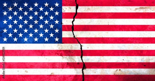 A crack in the monolith. Flag of the United States.