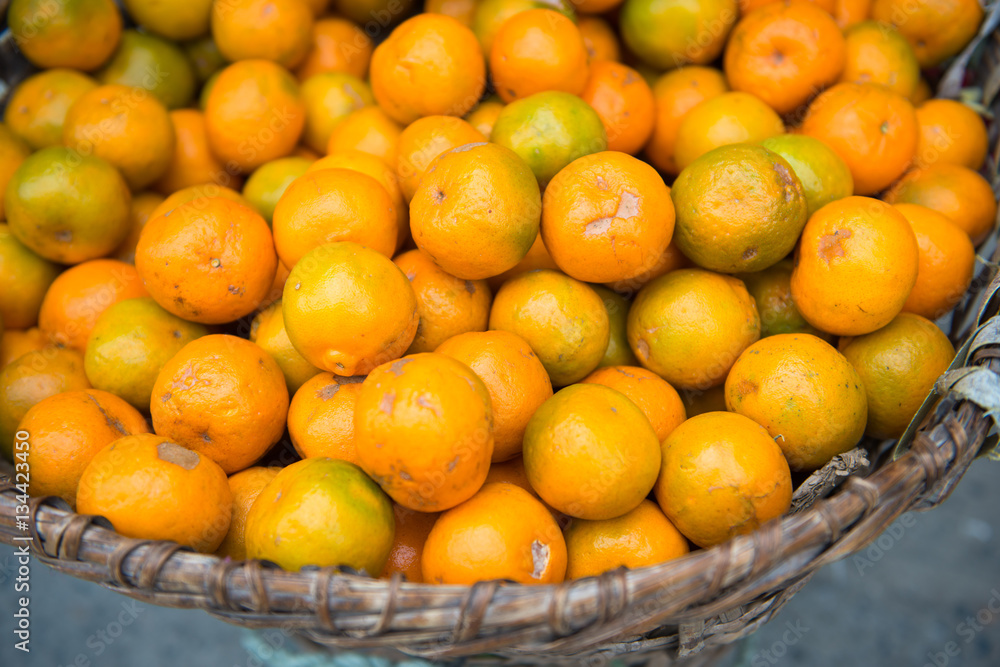 fresh small oranges from garden